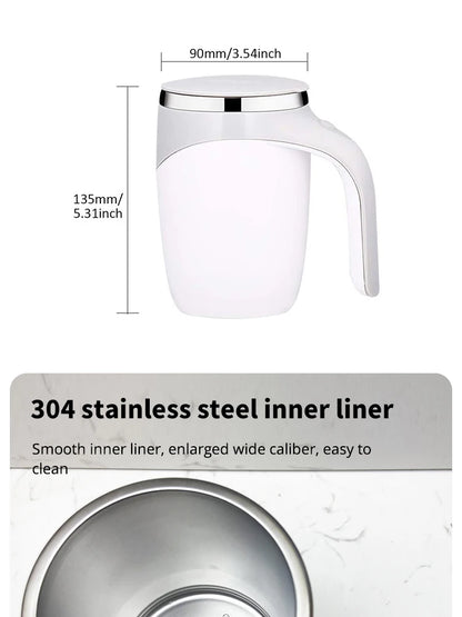 Automatisk Rörande Kopp - Uppladdningsbar Bärbar Kaffemugg i Rostfritt Stål med Magnetisk Roterande Teknik - Perfekt för Hemmet