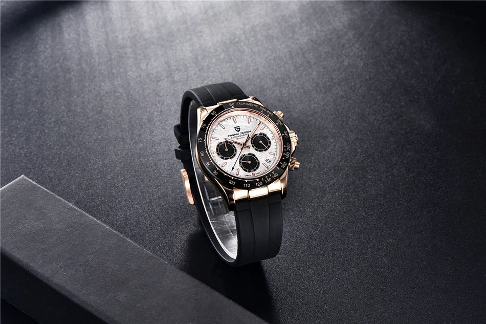 Stilren 40mm V2 PAGANI DESIGN Herrklocka - Saffirglas Retro Kranögraf med Vattentålig Rostfritt Stål - Eleganta Relogio för Män