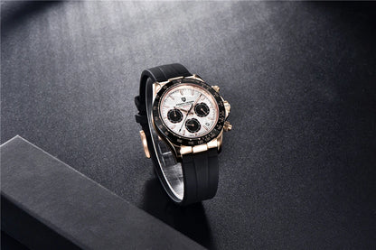 Stilren 40mm V2 PAGANI DESIGN Herrklocka - Saffirglas Retro Kranögraf med Vattentålig Rostfritt Stål - Eleganta Relogio för Män