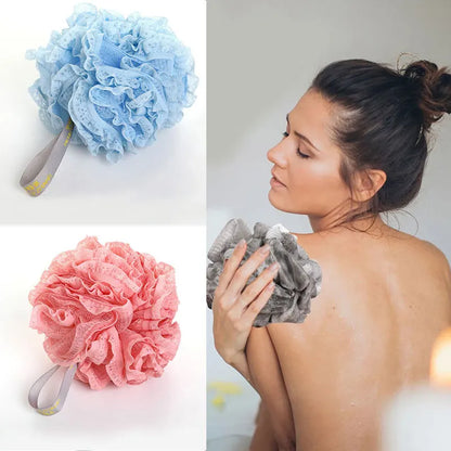 Mjuk Badskrubb med Blomformad Bubbelpuff - Avkopplande Duschsvamp och Ryggborste för Lyxiga Badupplevelser