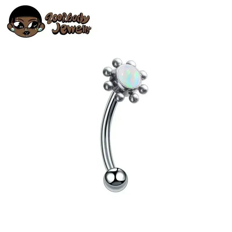 F136 Titanium Classic Eyebrow Piercing Inlaid Opal Zircon 16G Internal Thread Banana Curved Lip Navel Piercing Piercing Jewelry