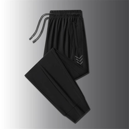 Cool Pants Men Summer Ice Silk Pants Men's Sweatpants Summer Jogger Pants Male Plus Size 8XL Trousers Reflective Strip Design