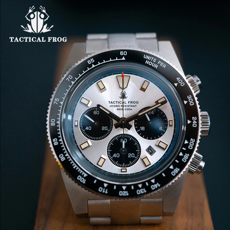 Taktisk Groda 41mm Herrkronograf - VS75 Solarkvartsrörelse, Vattentålig Safir, Grön C3 Luminös Ur
