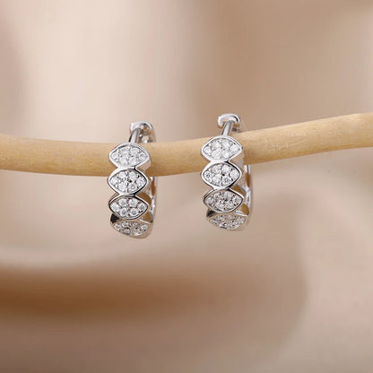 Söta Zirconia Hängande Örhängen för Kvinnor och Flickor - Elegant Hoop i Rostfritt Stål med Guldton för Bröllop och Fester 2025