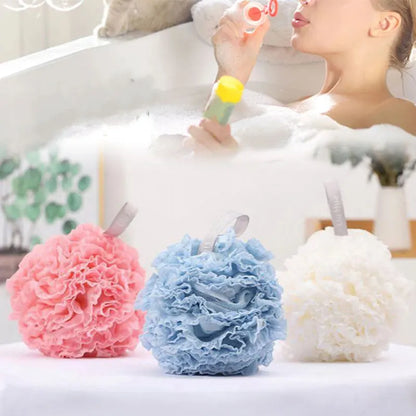 Mjuk Badskrubb med Blomformad Bubbelpuff - Avkopplande Duschsvamp och Ryggborste för Lyxiga Badupplevelser