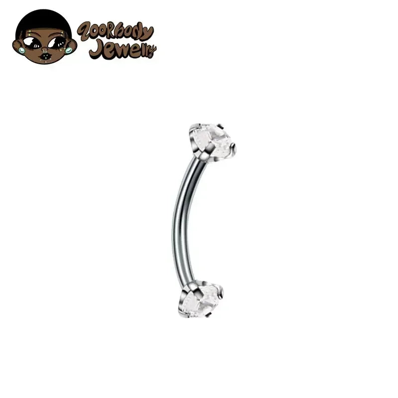 F136 Titanium Classic Eyebrow Piercing Inlaid Opal Zircon 16G Internal Thread Banana Curved Lip Navel Piercing Piercing Jewelry
