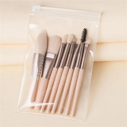 8-delars Mjuk och Lätt Makeupborstsset - Perfekta Verktyg för Foundation, Rouge, Puder och Ögonskugga - Kabuki och Blandning