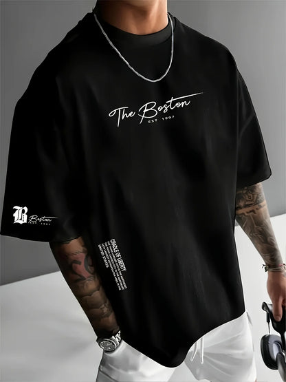2025 Sommarens Trendiga Gatustil T-shirt för Män - Mjuk och Andningsbar 3D Bokstavstryckt T-shirt i Lätt Material