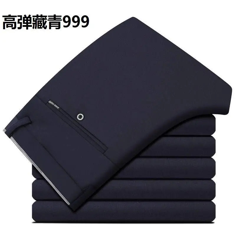 Elegant Herrbyxor - Slim Fit Kontorsbyxor för Vår och Höst - Koreansk Stil i Rakt Snitt för Avslappnad Streetwear