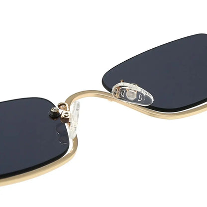 2025 NEW Small Square Women's Sunglasses Metal Half Frame Sun Glasses Vintage Shades Trendy Narrow Hip Hop Eyewear Women