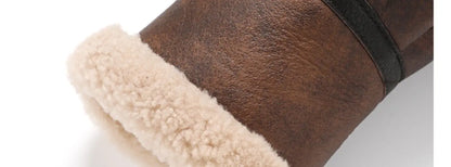 Herrar Vinterkappa i Äkta Läder - Naturlig Shearling Jacka för Motorcyklister och Piloter, Stora Storlekar upp till 7XL i Stilig Brun