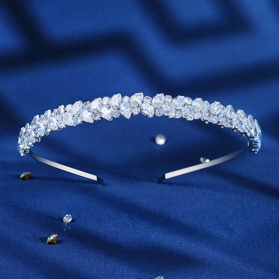Fashion Zircon Headbands for Women Bridal Wedding Hair Accessories Silver Color Hairband Luxury Hair Jewelry Party Headpiece