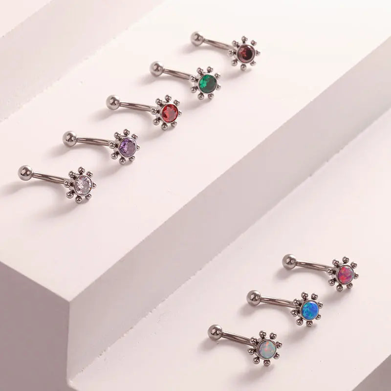 F136 Titanium Classic Eyebrow Piercing Inlaid Opal Zircon 16G Internal Thread Banana Curved Lip Navel Piercing Piercing Jewelry
