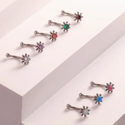 F136 Titanium Classic Eyebrow Piercing Inlaid Opal Zircon 16G Internal Thread Banana Curved Lip Navel Piercing Piercing Jewelry