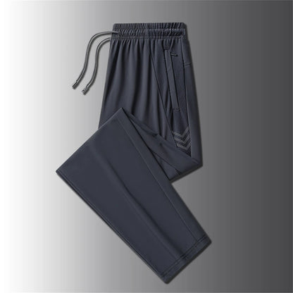Cool Pants Men Summer Ice Silk Pants Men's Sweatpants Summer Jogger Pants Male Plus Size 8XL Trousers Reflective Strip Design