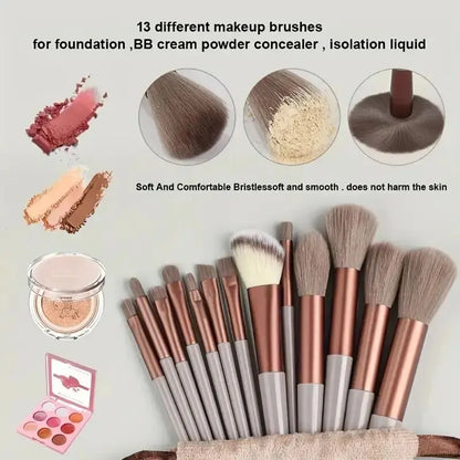 Lyxigt Sminkborstsats - Mjuka och Fuzzy Professionella Borstar för Grund, Puder och Ögonskugga - Kabuki och Blandning Skönhetsverktyg