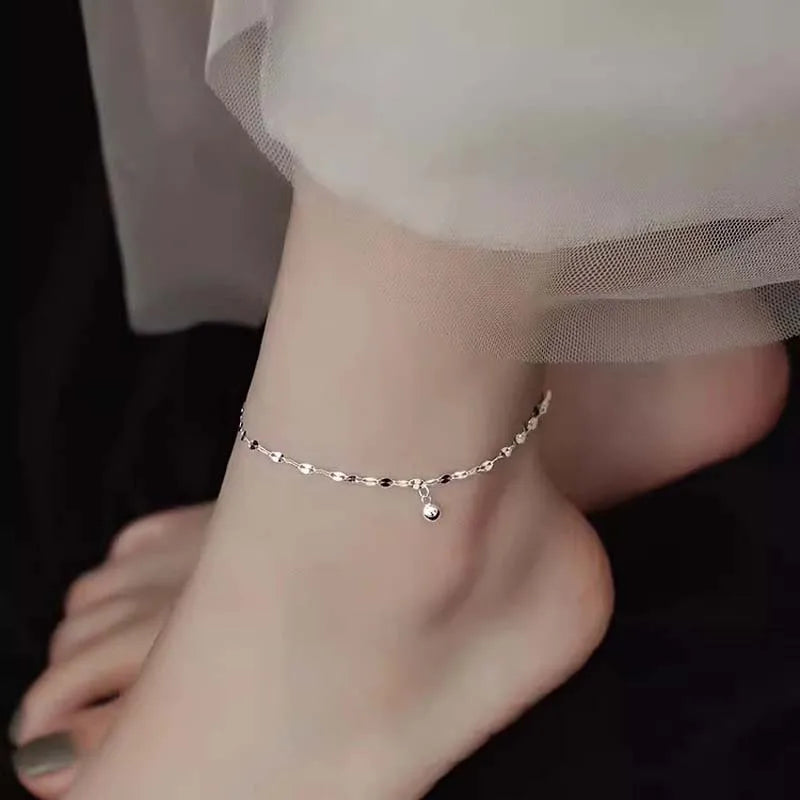 Elegant Glittrande Kvadratiska Transportpärlor Anklets och Armband för Kvinnor - Enkel, Tunn Kedja för Strandfest och Smyckesgåvor