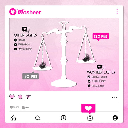 WOSHEER Ögonfranskit med Plyschiga Individuella Fransar - Limplåt, Versiegelung och Borttagning med Fusk-Minkfransar för DIY Ögonfransförlängning