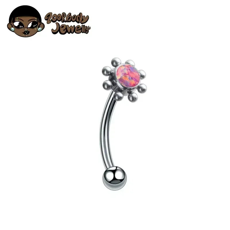 F136 Titanium Classic Eyebrow Piercing Inlaid Opal Zircon 16G Internal Thread Banana Curved Lip Navel Piercing Piercing Jewelry