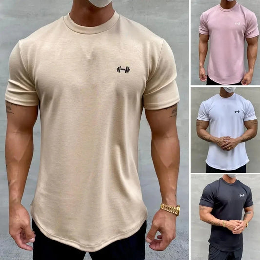 2025 Men T-shirt Male Sports Gym Muscle Fitness T Shirt Blouses Loose Half Sleeve Summer Bodybuilding Tee Tops Men's Clothing