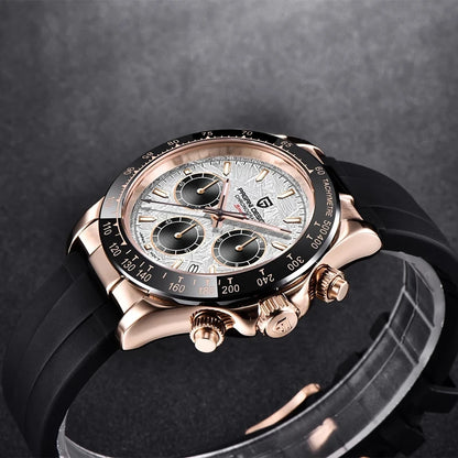 Stilren 40mm V2 PAGANI DESIGN Herrklocka - Saffirglas Retro Kranögraf med Vattentålig Rostfritt Stål - Eleganta Relogio för Män