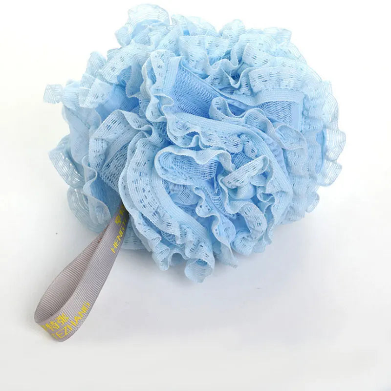 Mjuk Badskrubb med Blomformad Bubbelpuff - Avkopplande Duschsvamp och Ryggborste för Lyxiga Badupplevelser