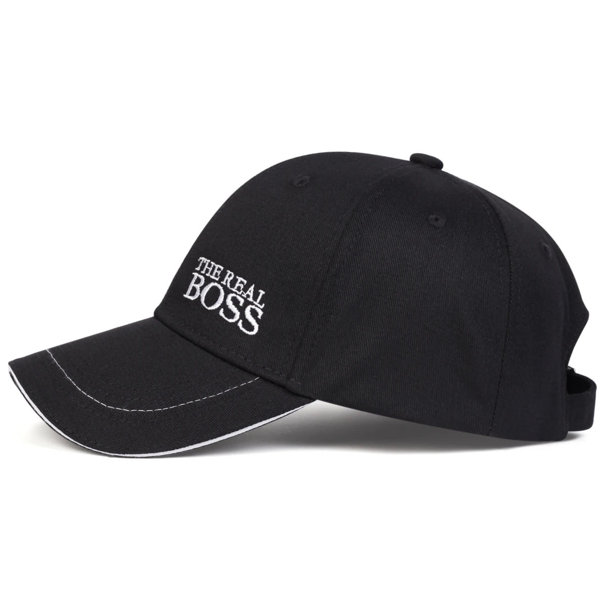 Unisex Baseballkeps med Broderat 'THE REAL BOSS' – Justerbar Casual Keps för Vår och Höst, Perfekt för Utomhusbruk och Hip Hop-stil. Solskyddande Hatt.