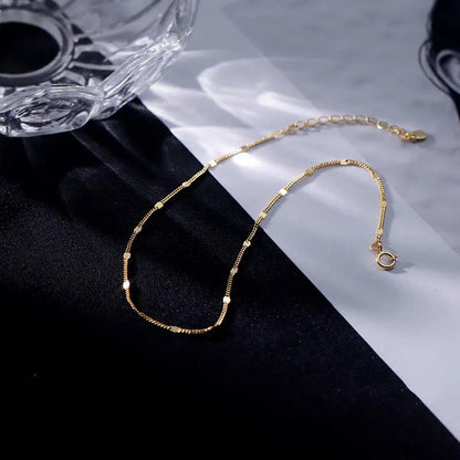 Elegant Glittrande Kvadratiska Transportpärlor Anklets och Armband för Kvinnor - Enkel, Tunn Kedja för Strandfest och Smyckesgåvor