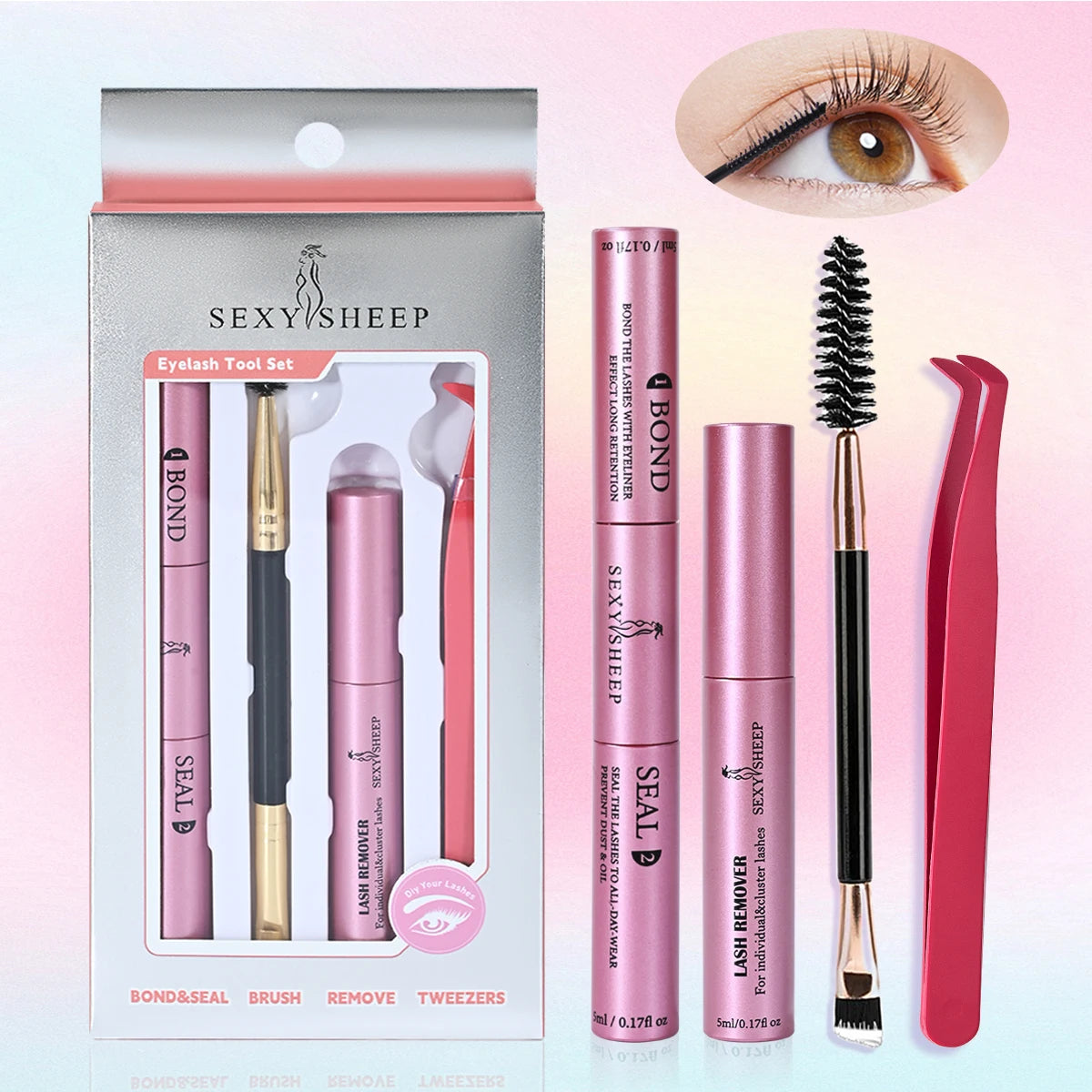 Mästerlig Fransk Bond och Försegling - 10ml Individuell Ögonfranslim för Stark Hållbarhet + 5ml Limavlägsnare Kit