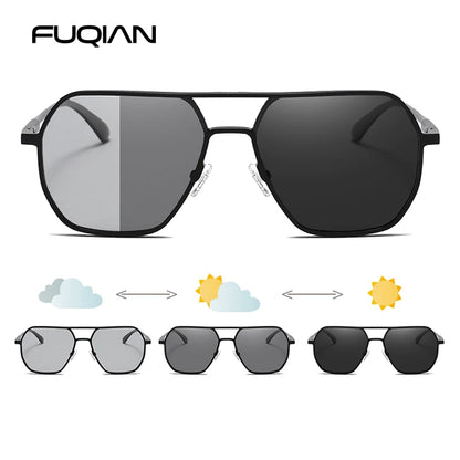 Lyxiga Metallisk Photochromic Solglasögon för Män och Kvinnor - Fashion Polariserade Sunglasses - Stiliga Kameleon Antiglans Körtillägg UV400