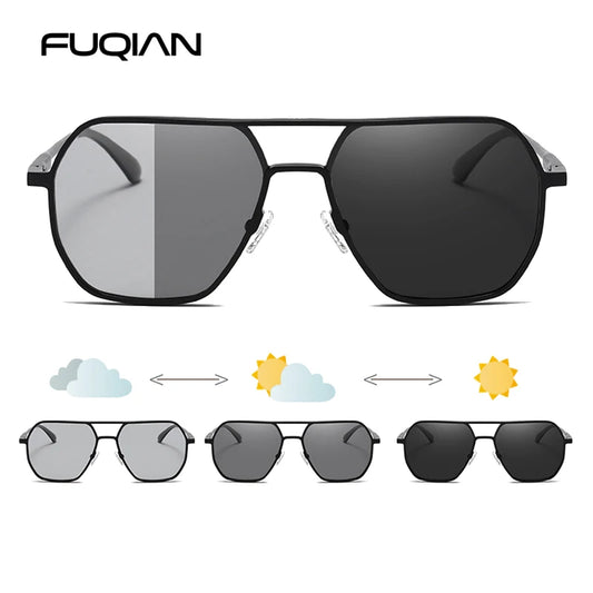 Lyxiga Metallisk Photochromic Solglasögon för Män och Kvinnor - Fashion Polariserade Sunglasses - Stiliga Kameleon Antiglans Körtillägg UV400