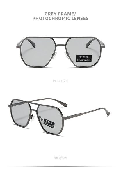 Lyxiga Metallisk Photochromic Solglasögon för Män och Kvinnor - Fashion Polariserade Sunglasses - Stiliga Kameleon Antiglans Körtillägg UV400