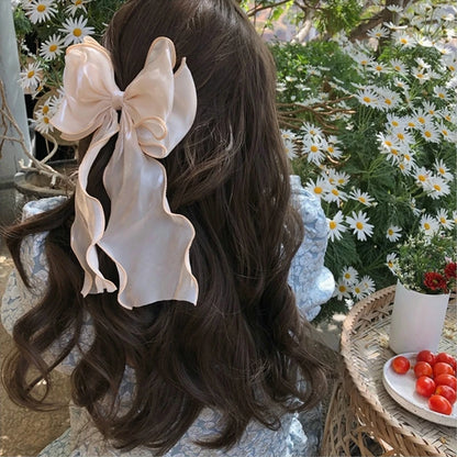 Söt Chiffon Båge Hårklämmor för Flickor - Blå Satin Bows med Glittrande Detaljer för Elegant Håraccessoar