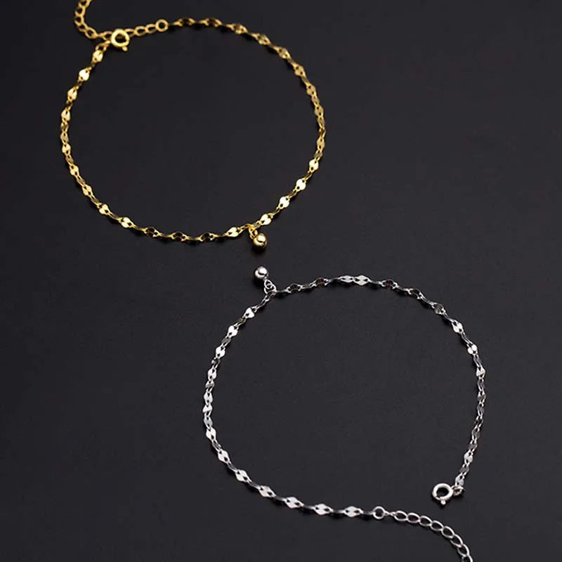 Elegant Glittrande Kvadratiska Transportpärlor Anklets och Armband för Kvinnor - Enkel, Tunn Kedja för Strandfest och Smyckesgåvor