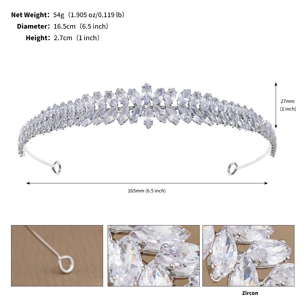 Fashion Zircon Headbands for Women Bridal Wedding Hair Accessories Silver Color Hairband Luxury Hair Jewelry Party Headpiece