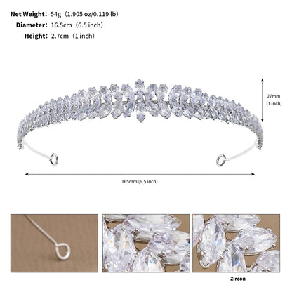 Fashion Zircon Headbands for Women Bridal Wedding Hair Accessories Silver Color Hairband Luxury Hair Jewelry Party Headpiece