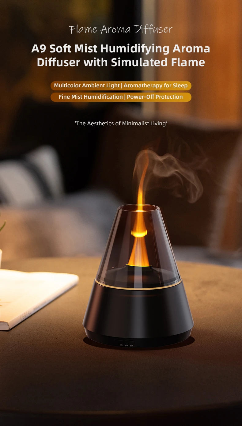 Färggrann Luftfuktare med Aromadiffusor - USB-laddad Essential Oils Sprayer och Stämningsfull Lampljus för Hemmet