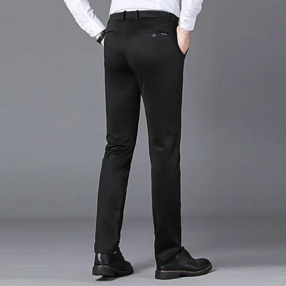 Elegant Herrbyxor - Slim Fit Kontorsbyxor för Vår och Höst - Koreansk Stil i Rakt Snitt för Avslappnad Streetwear