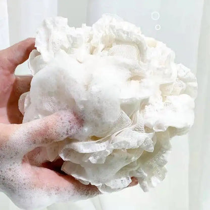 Mjuk Badskrubb med Blomformad Bubbelpuff - Avkopplande Duschsvamp och Ryggborste för Lyxiga Badupplevelser