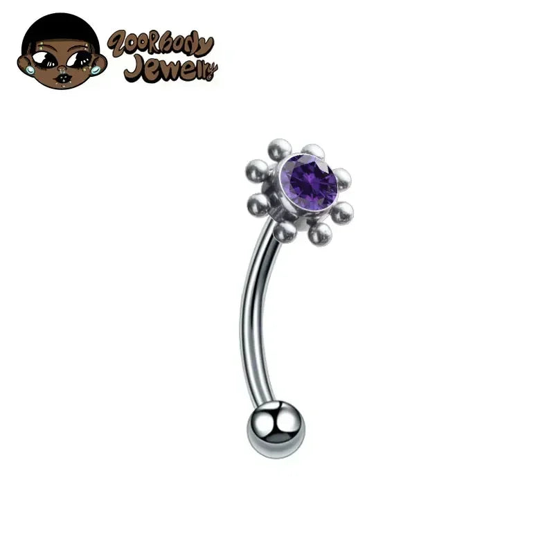F136 Titanium Classic Eyebrow Piercing Inlaid Opal Zircon 16G Internal Thread Banana Curved Lip Navel Piercing Piercing Jewelry
