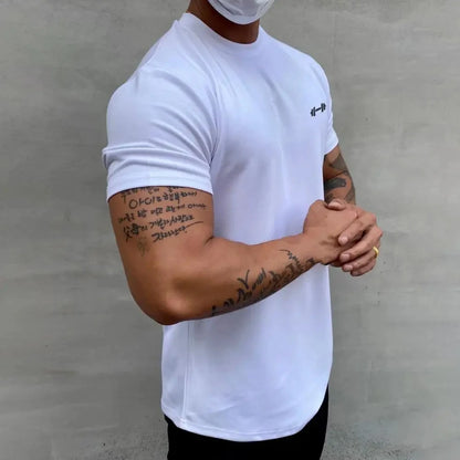 2025 Men T-shirt Male Sports Gym Muscle Fitness T Shirt Blouses Loose Half Sleeve Summer Bodybuilding Tee Tops Men's Clothing