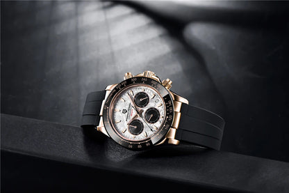 Stilren 40mm V2 PAGANI DESIGN Herrklocka - Saffirglas Retro Kranögraf med Vattentålig Rostfritt Stål - Eleganta Relogio för Män