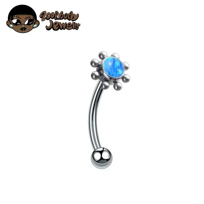 F136 Titanium Classic Eyebrow Piercing Inlaid Opal Zircon 16G Internal Thread Banana Curved Lip Navel Piercing Piercing Jewelry