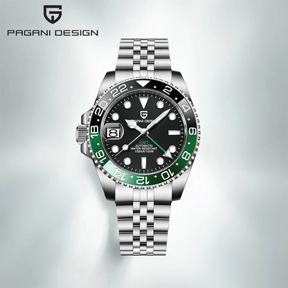 PAGANI DESIGN PD-1662 Lyxig GMT Herrmekanisk Klocka - Saffirglas, Rostfritt Stål och 100M Vattentålig Automatisk Klocka