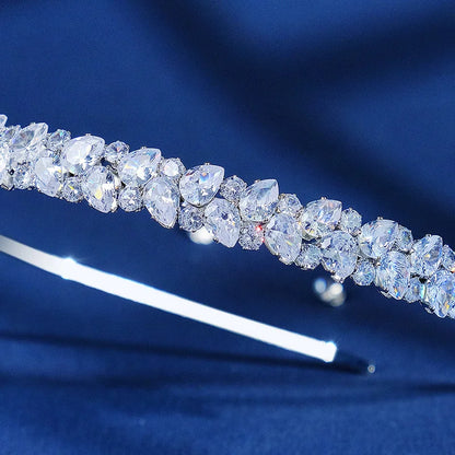 Fashion Zircon Headbands for Women Bridal Wedding Hair Accessories Silver Color Hairband Luxury Hair Jewelry Party Headpiece