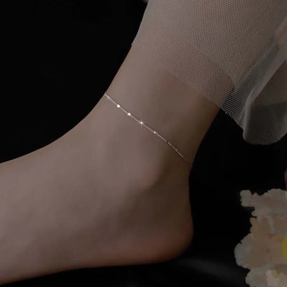 Elegant Glittrande Kvadratiska Transportpärlor Anklets och Armband för Kvinnor - Enkel, Tunn Kedja för Strandfest och Smyckesgåvor