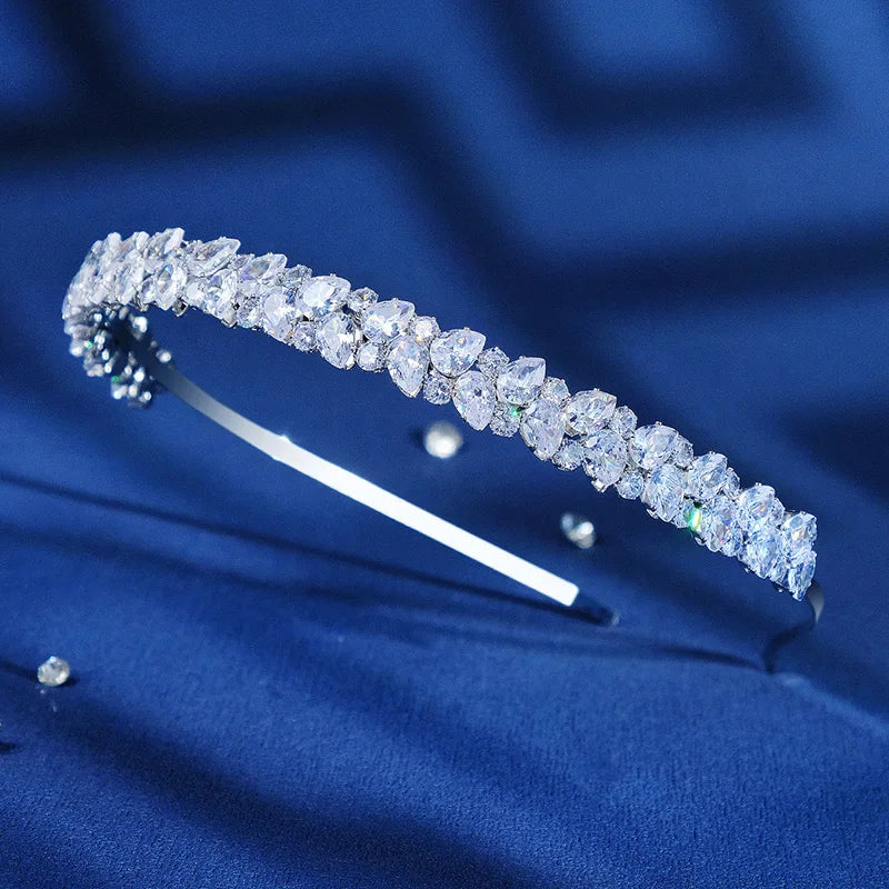 Fashion Zircon Headbands for Women Bridal Wedding Hair Accessories Silver Color Hairband Luxury Hair Jewelry Party Headpiece