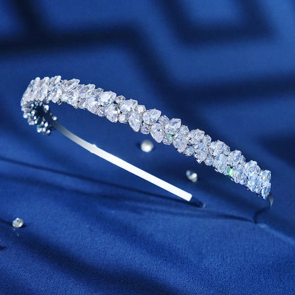 Fashion Zircon Headbands for Women Bridal Wedding Hair Accessories Silver Color Hairband Luxury Hair Jewelry Party Headpiece
