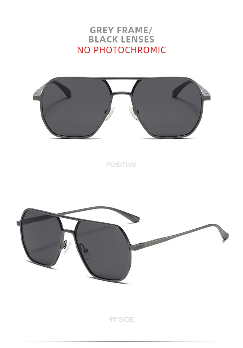 Lyxiga Metallisk Photochromic Solglasögon för Män och Kvinnor - Fashion Polariserade Sunglasses - Stiliga Kameleon Antiglans Körtillägg UV400