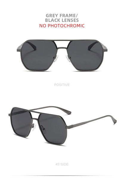 Lyxiga Metallisk Photochromic Solglasögon för Män och Kvinnor - Fashion Polariserade Sunglasses - Stiliga Kameleon Antiglans Körtillägg UV400
